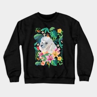 Tropical White Standard Poodle Crewneck Sweatshirt